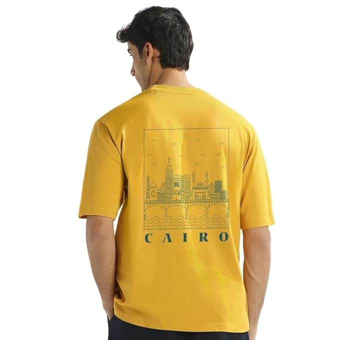 NOBERO Men's Cotton Oversized Fit Graphic Print T-Shirt