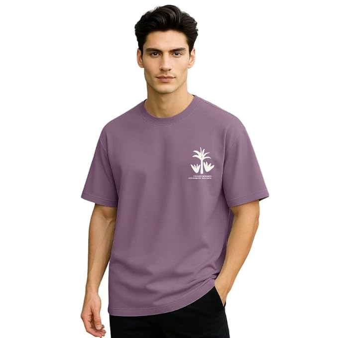 NOBERO Men's Cotton Oversized Fit Graphic Print T-Shirt