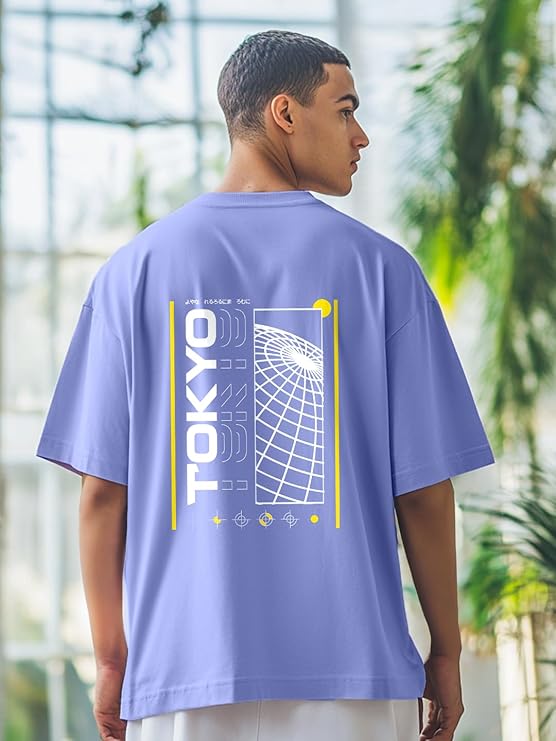 NOBERO Men's Cotton Oversized Fit Graphic Print T-Shirt