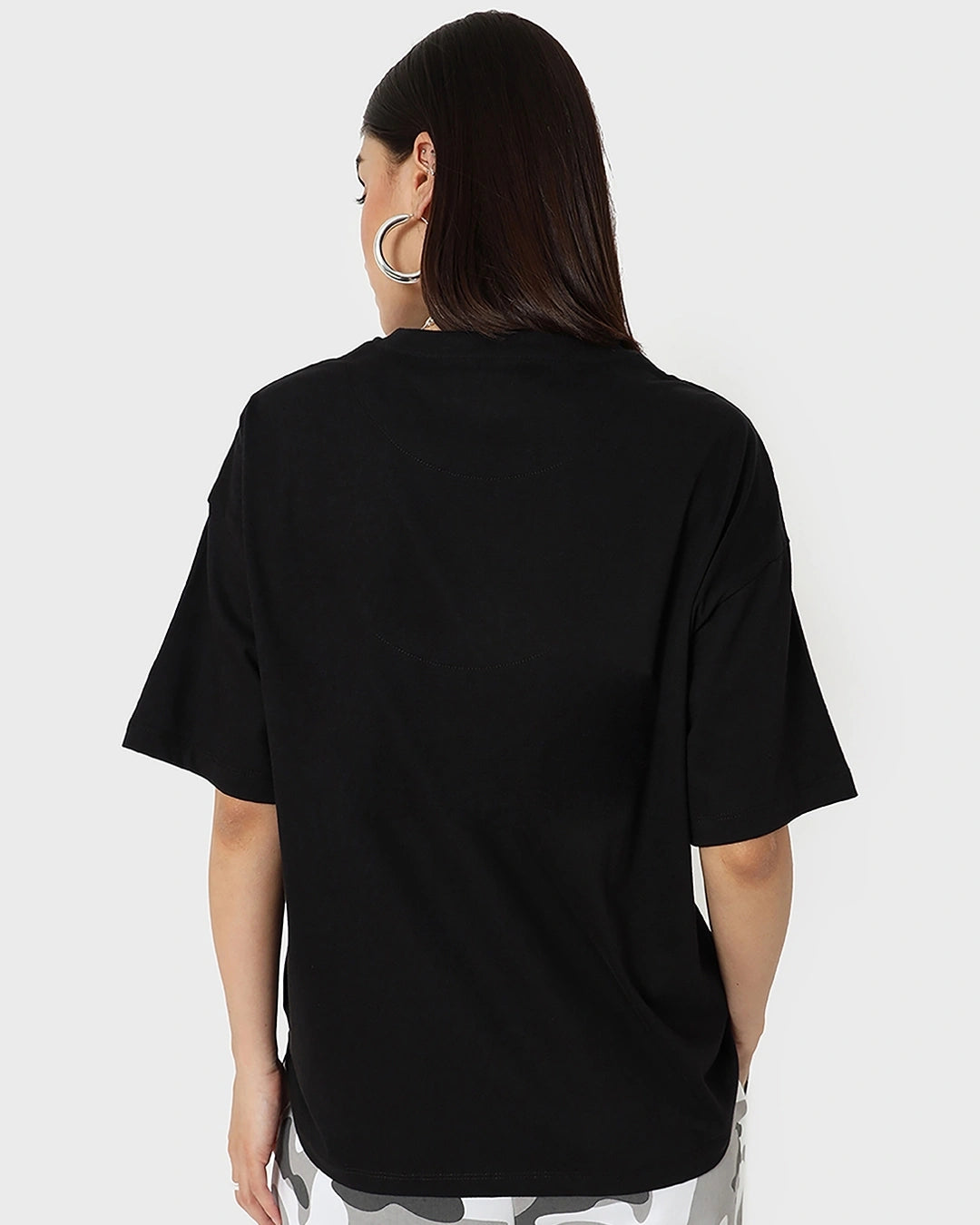 Women's Black Too High Typography Oversized T-shirt
